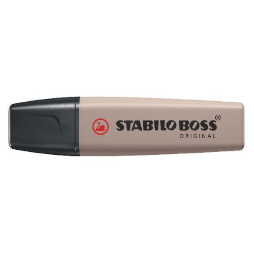 STABILO BOSS ORIGINAL NATURE COLORS EVIDENZIATORE PUNTA A SCALPELLO 2/5 mm CENERE CONF 10 Pz.